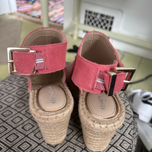 KENNETH COLE NEW YORK Womens Pink Slingback 1" Platform Top Stitch Wedges size 9 - Picture 5 of 7